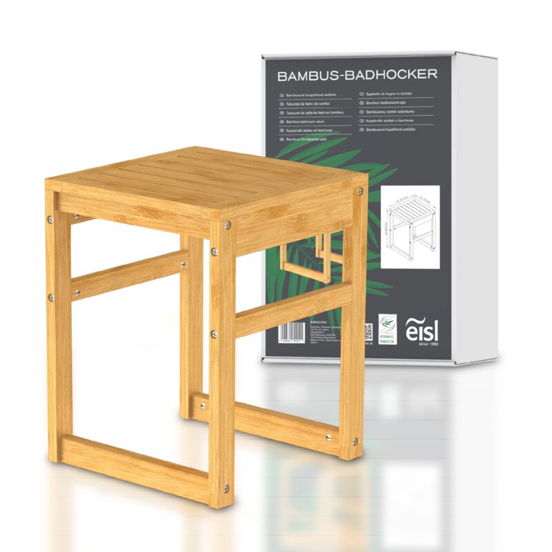 foto del prodotto bmba02 bh2 sgabello da bagno in bamb per bagno, con seduta larghezza x altezza x profondit circa 35 x 45 x 35 cm eisl