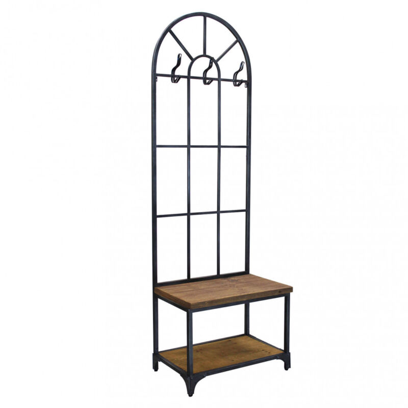 foto del prodotto bob gardens - appendiabiti con panca in acciaio,legno cm 63,5x41x191 - erle