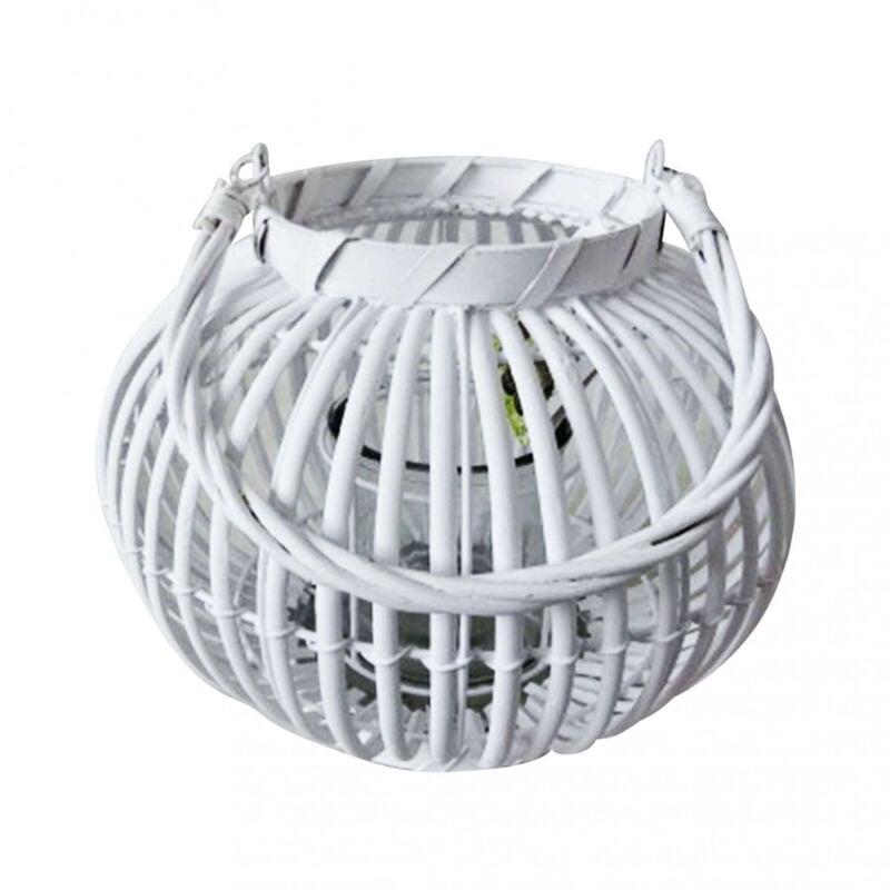 foto del prodotto bob gardens lanterna in vimini in vimini,vetro cm 15x15x22 noele colore bianco