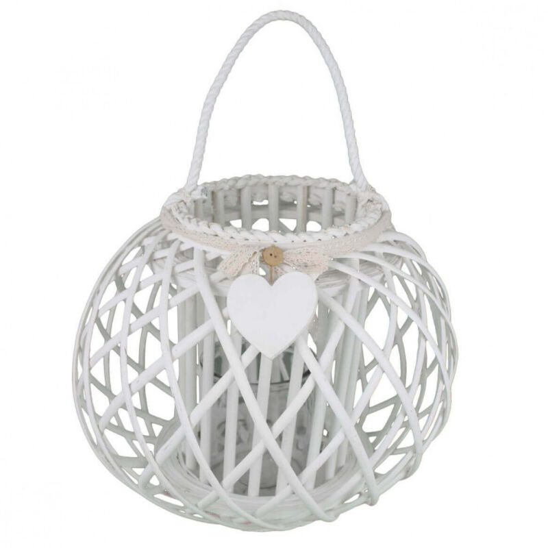 foto del prodotto bob gardens lanterna in vimini rotonda in vimini,vetro cm 44x44x36 maya colore bianco