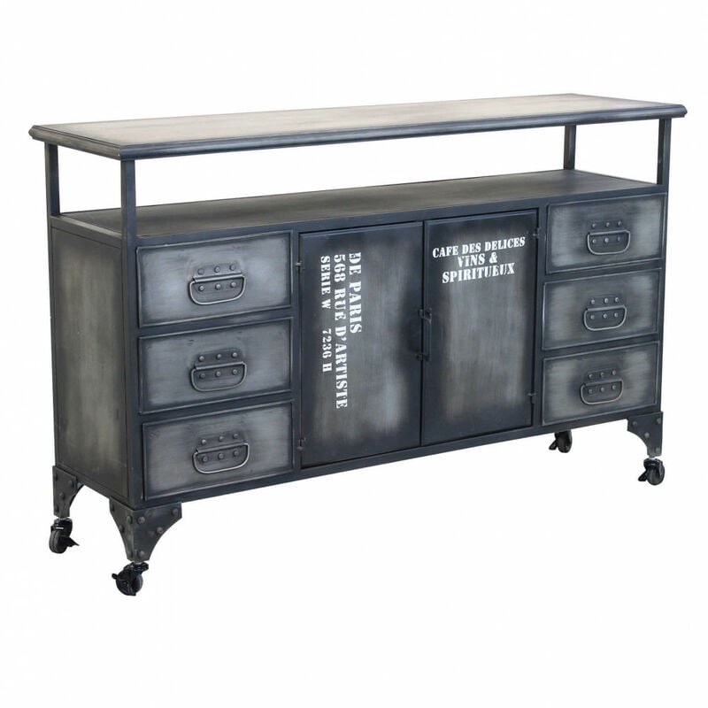 foto del prodotto bob gardens madia per soggiorno industrial in acciaio cm 132,5x37,5x82 hiram