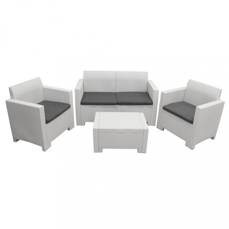 foto del prodotto bob gardens salotto da giardino 4 posti con tavolino in plastica nebraska colore bianco