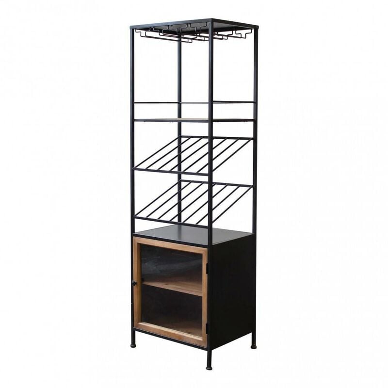 foto del prodotto bob gardens scaffale per bottiglie e calici in acciaio,legno cm 39x50x165 wine