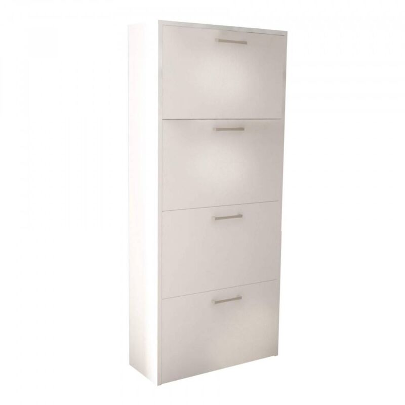foto del prodotto bob gardens scarpiera 4 ante a ribalta in truciolare cm 59x25x140 melvin colore bianco