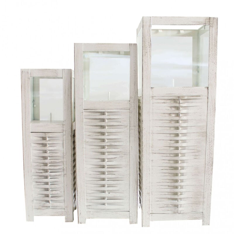 foto del prodotto bob gardens set di 3 lanterne in acciaio,vetro cm 18x18x51 oberon