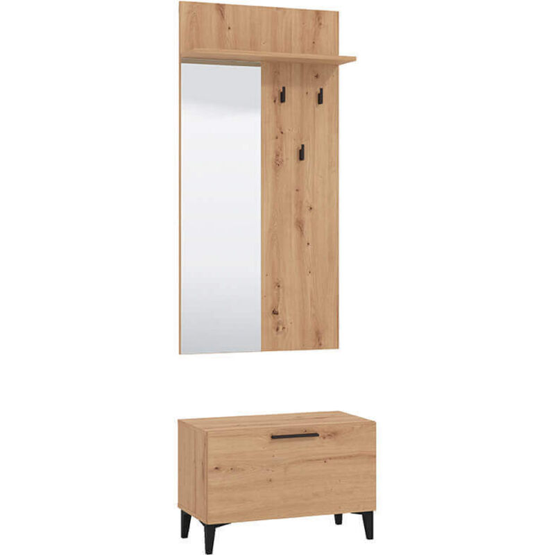 foto del prodotto bob gardens - set mobile ingresso appendiabiti con specchio e contenitore cm 67,4 x 34,8 x 200 h - wallwand - colore bianco