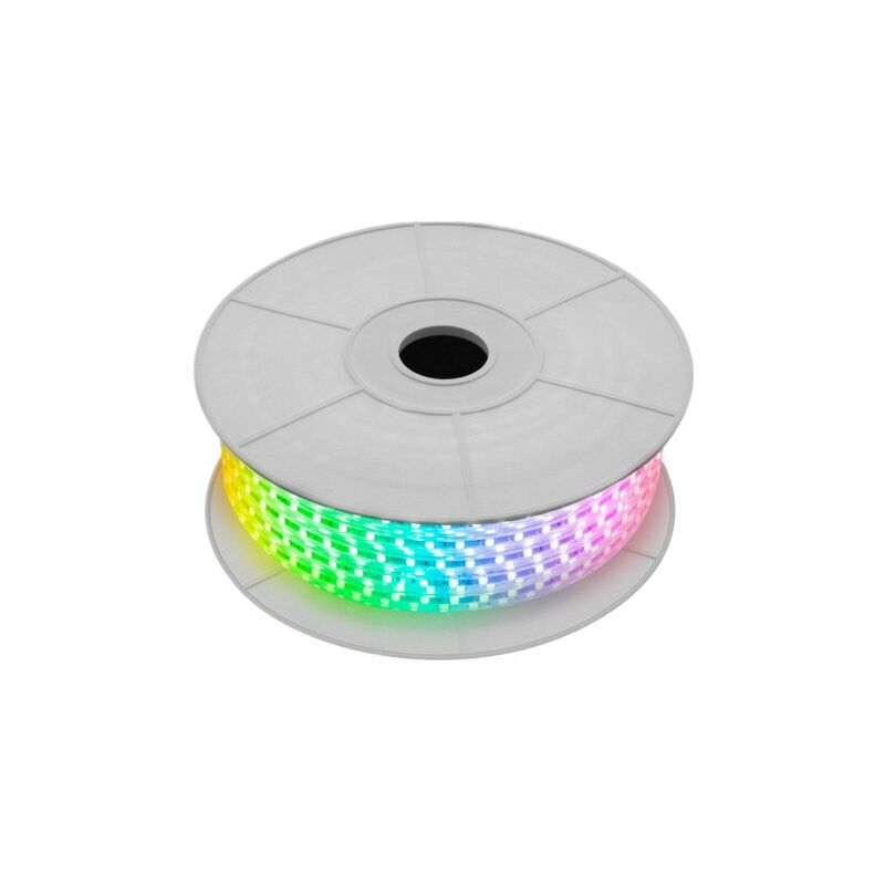 foto del prodotto bobina 100m striscia led 220v rgb ip65 passo 12mm 12w m tagliabile 100cm doppia fila 120 smd 5050 m