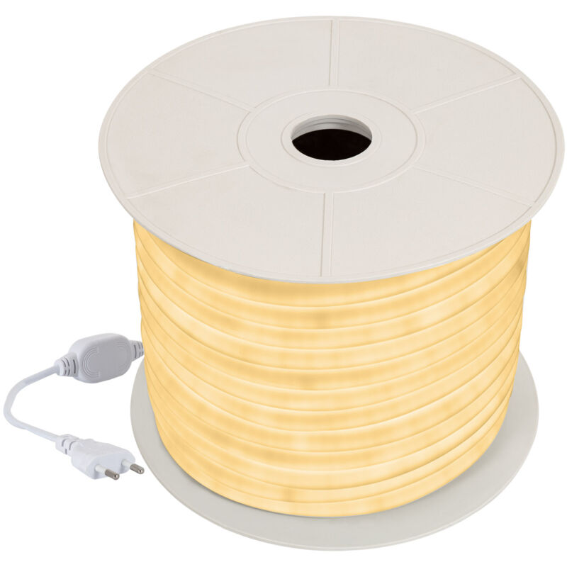 foto del prodotto bobina 50m striscia led neon regolabile 220v bianco caldo circolare 360 9w m ip67 taglio 100cm bianco caldo