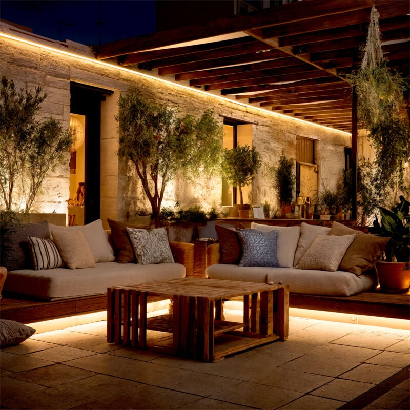 foto del prodotto bobina 50m striscia led neon regolabile 220v bianco caldo semicircolare 180 7.5w m ip67 taglio 100cm 3000k bianco caldo