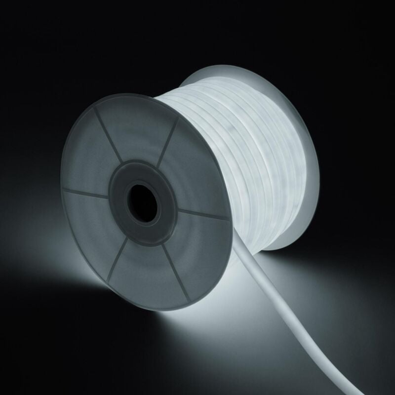 foto del prodotto bobina 50m striscia led neon regolabile 220v bianco freddo circolare 360 9w m ip67 taglio 100cm bianco freddo