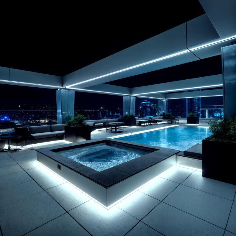 foto del prodotto bobina 50m striscia led neon regolabile 220v bianco freddo semicircolare 180 7,5w m ip67 taglio 100cm 6000k bianco freddo