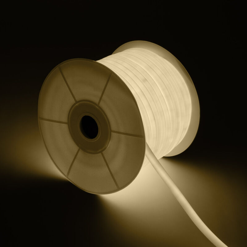 foto del prodotto bobina 50m striscia led neon regolabile 220v bianco naturale circolare 360 9w m ip67 taglio 100cm bianco naturale