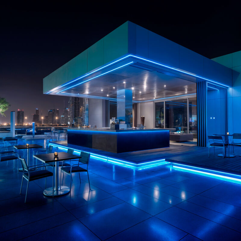 foto del prodotto bobina 50m striscia led neon regolabile 220v blu circolare 360 9w m ip67 taglio 100cm blu