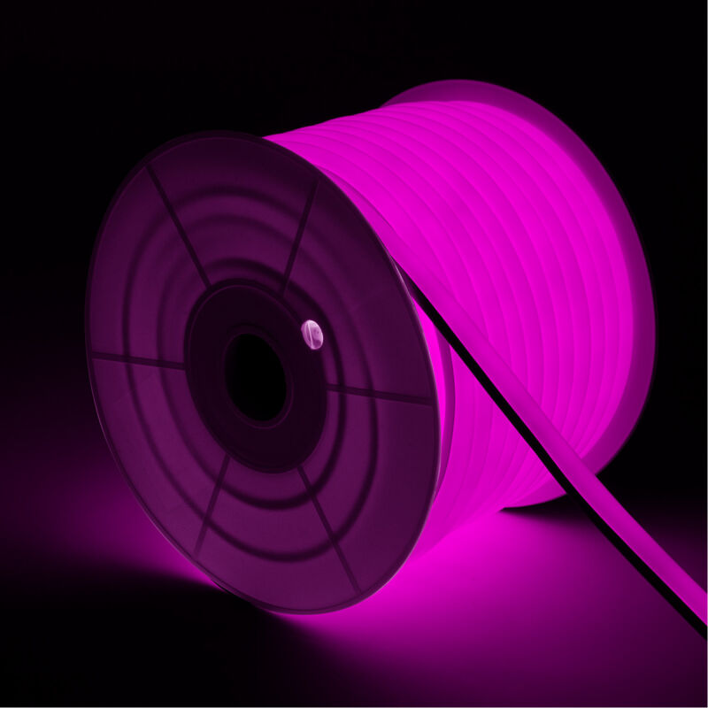 foto del prodotto bobina 50m striscia led neon regolabile 220v rosa semicircolare 180 7.5w m ip67 taglio 100cm rosa