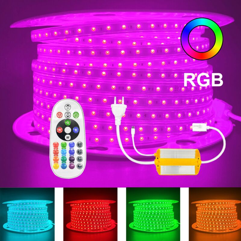 foto del prodotto bobina 50m striscia led rgb 220v 8w m 60led m telecomando originale incluso