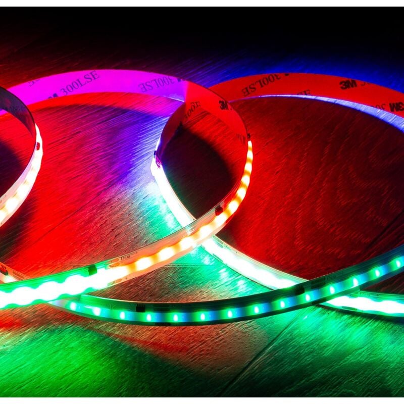 foto del prodotto bobina 5m striscia led digitale spi 24v rgbic cob 360 led m larga 10mm ip20 taglio 5cm rgbic