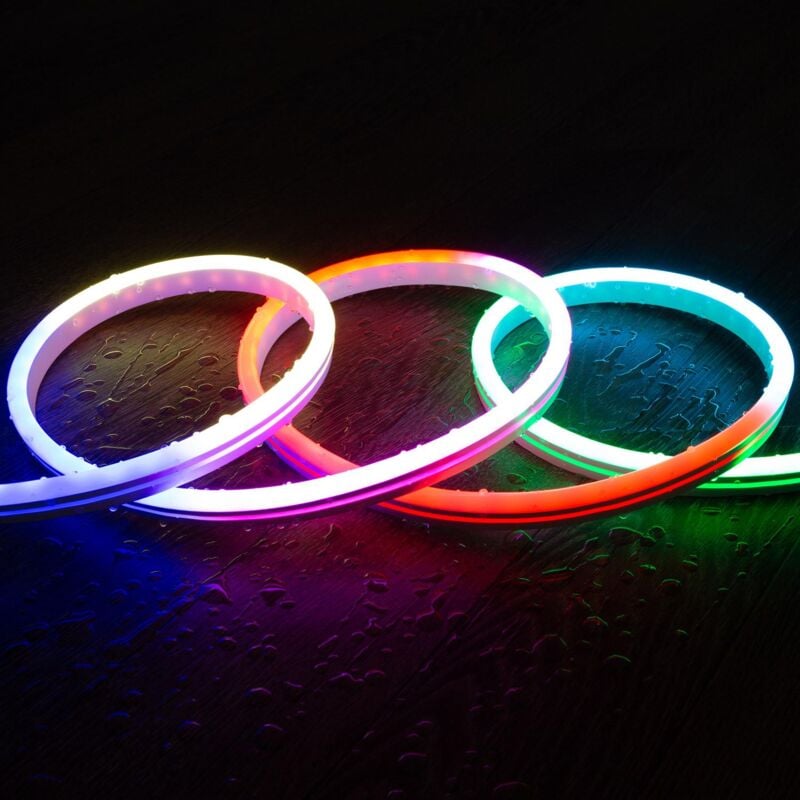 foto del prodotto bobina 5m striscia led neon digitale spi 24v rgbic ip65 kit con trasformatore e controller rgbic