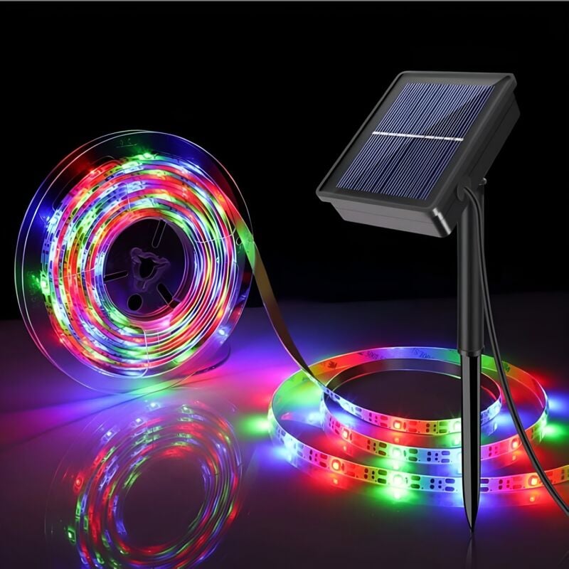 foto del prodotto bobina 5m striscia led per esterno solare rgb 3v dc 30led m ip65 larga 8mm taglio 3cm rgb