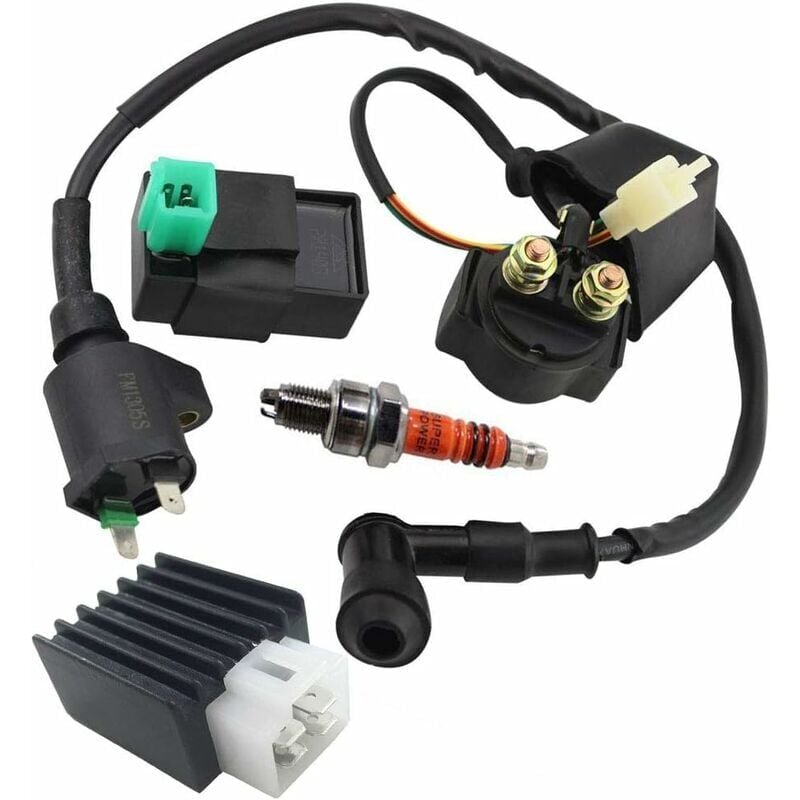 foto del prodotto bobina di accensione solenoide rel regolatore di tensione 5 pin cdi box candela per 50cc 70cc 90cc 110cc 125cc atv kart dirt bike pit bike