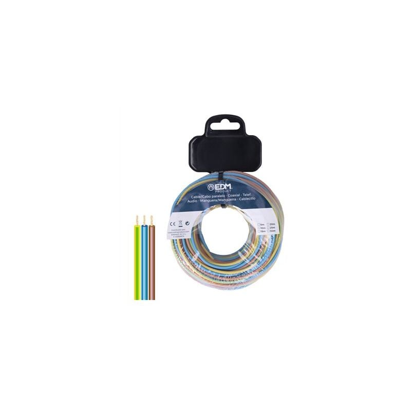 foto del prodotto bobina di cavo intrecciato h07z1 k 3g1.50mm 450 750v 5m blu marrone e bicolore 15m in totale 