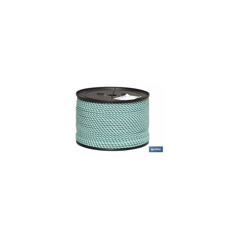 foto del prodotto bobina di corda intrecciata elicoidale 6 mm 200 mt bianco verde