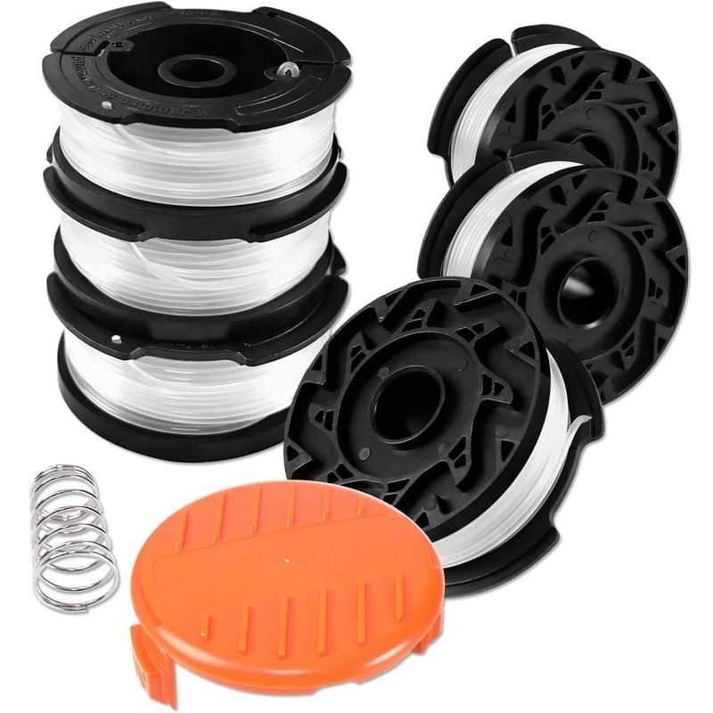 foto del prodotto bobina di filo per decespugliatore per decespugliatori black e decker, 6 bobine di filo per decespugliatore con 1 coperchio per bobina e 1 molla