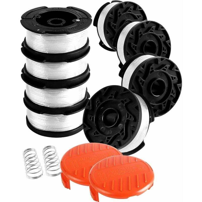 foto del prodotto bobina di filo per decespugliatore per decespugliatori black e decker, 8 bobine di filo per decespugliatore con 2 coperchi per bobina e 2 molle