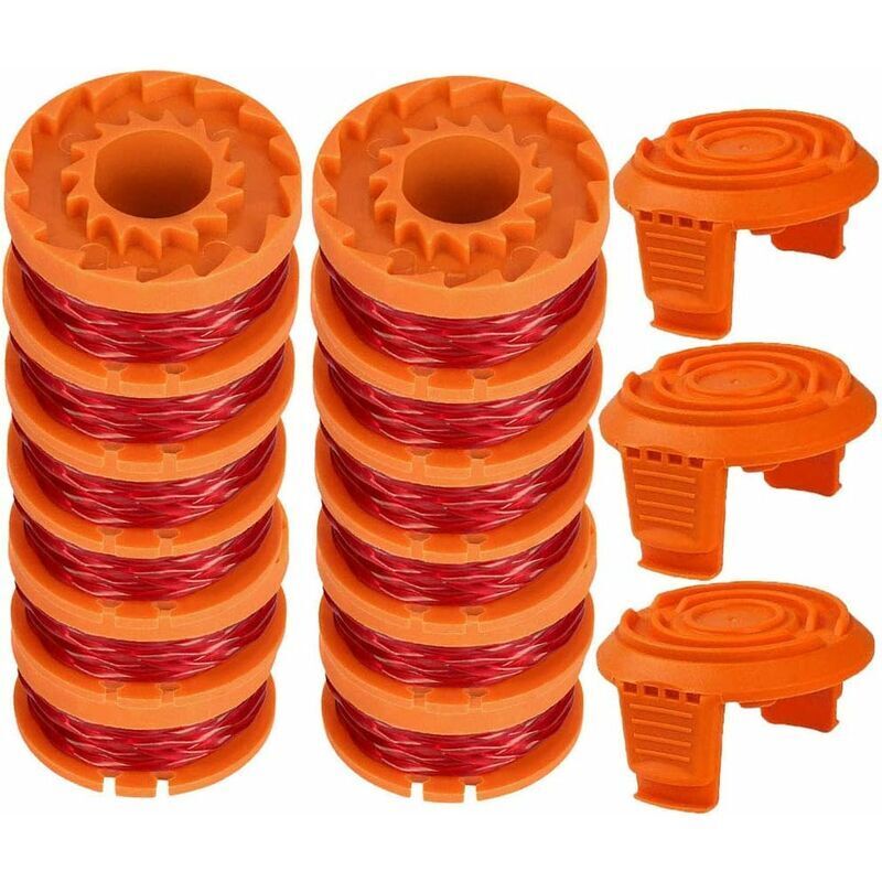 foto del prodotto bobina di ricambio wa0010 0,065 per tagliabordi worx wg154 wg163 wg160 wg180 wg175 wg155 wg151 12 bobine 3 tappi 