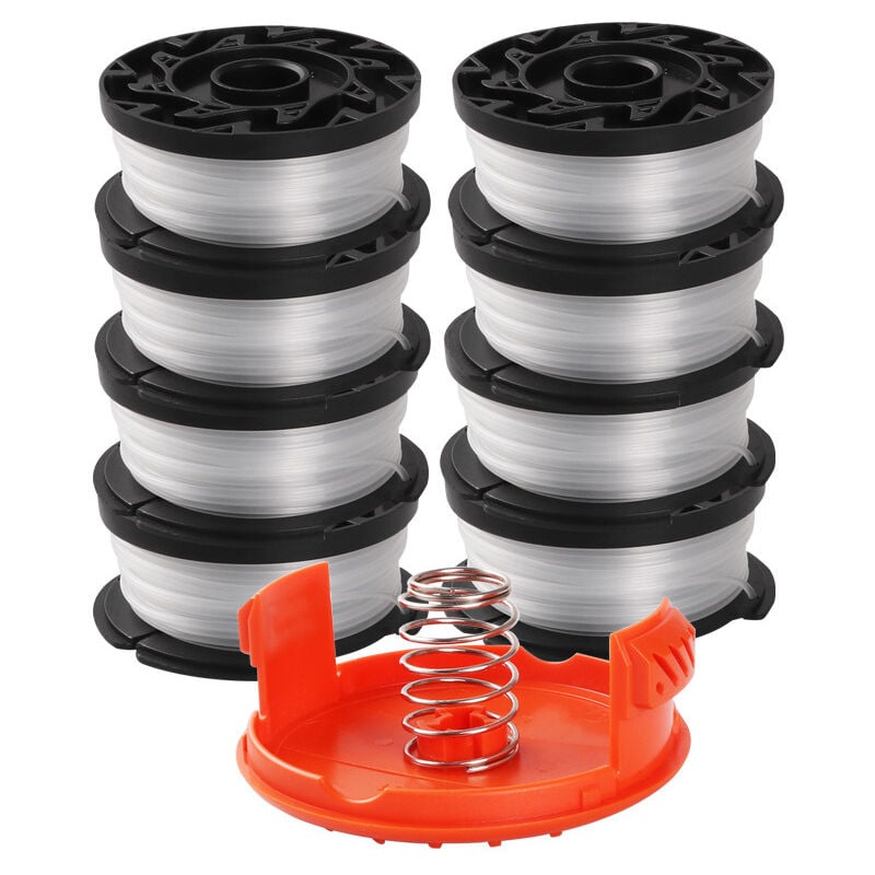 immagine 0 del prodotto bobina di taglio da 6 pezzi, compatibile con black and decker, 1,65 mm, con filo di taglio da 10 m, include 6 bobine di taglio di ricambio, 1 copri