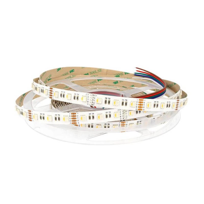 foto del prodotto bobina led rgbw caldo rgb ww 12v 20w m 300 smd 5 metri