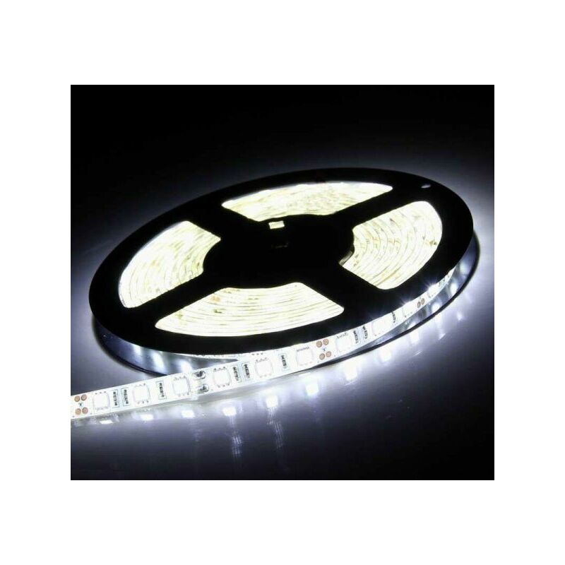 foto del prodotto bobina striscia strip led 5050 flessibile 5m adesiva luce interno esterno ip65 non applicabile,bianco