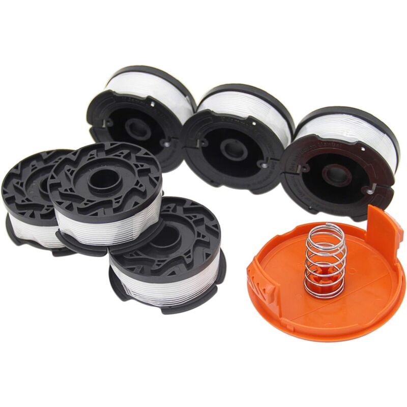 foto del prodotto bobine di filo per decespugliatore black decker fili in nylon lunghi 9,1 m, 1,65 mm con copri bobina e molla 