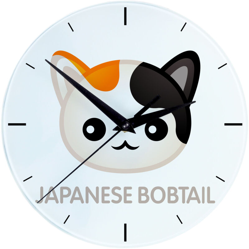 foto del prodotto bobtail giapponese orologio in mdf con grafica e scritta di art dog