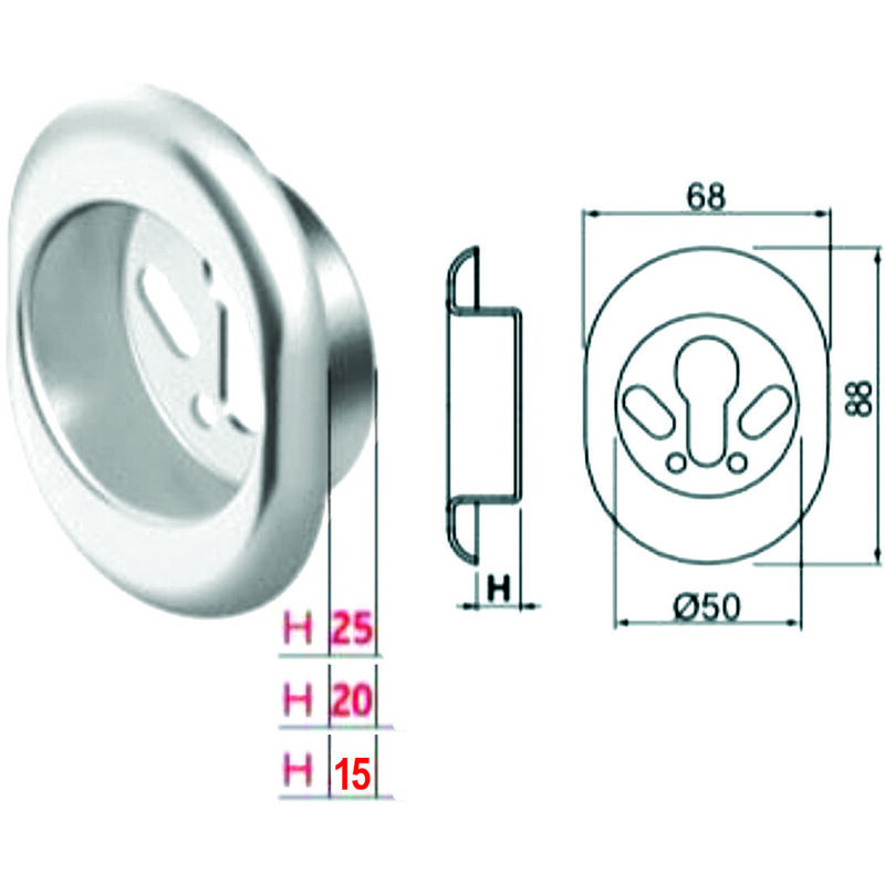 foto del prodotto bocchetta antistrappo defender mrm500 disec cromo satinato i.mm 38 31 d.mm 50 h.mm 15 1 pezzo