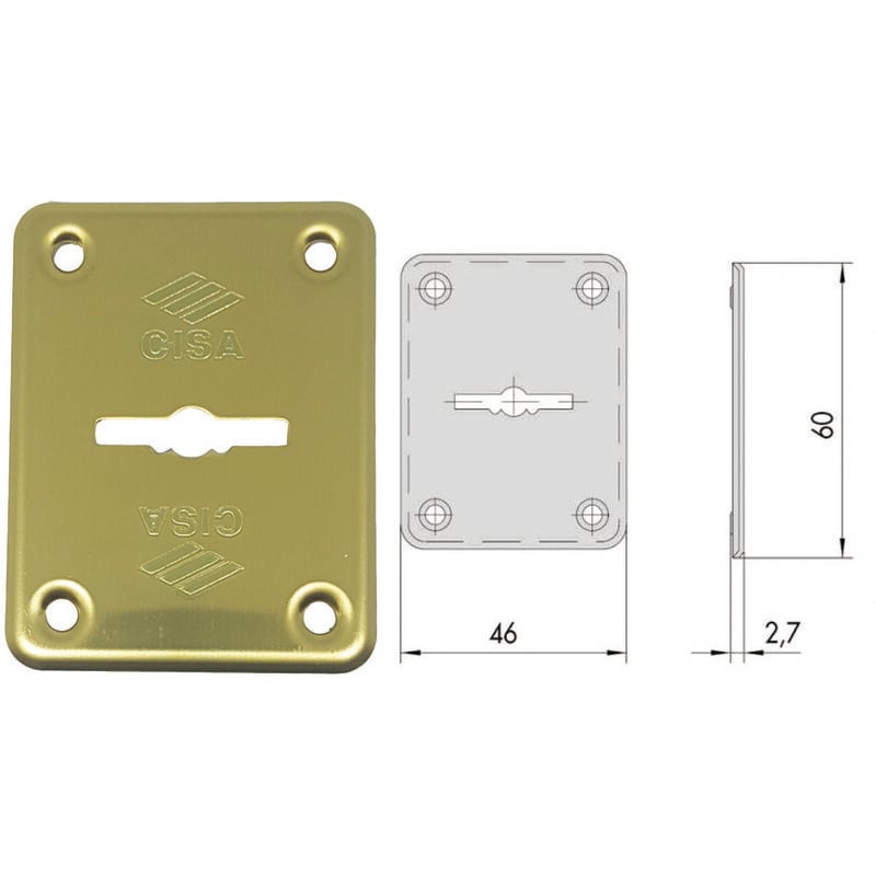 foto del prodotto bocchetta in ottone dx e sx per esterno 06082 00 mm.46x60, spessore mm.2,7 06082000 