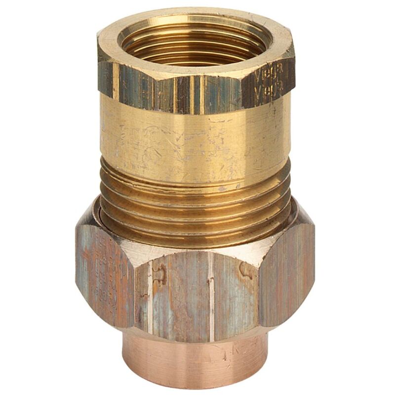 foto del prodotto bocchettone ff 12 1 2 bronzo, portagomma di bronzo, estremit filettata di ottone, estremit a saldare femmina, filettatura rp, a sede conica 163051