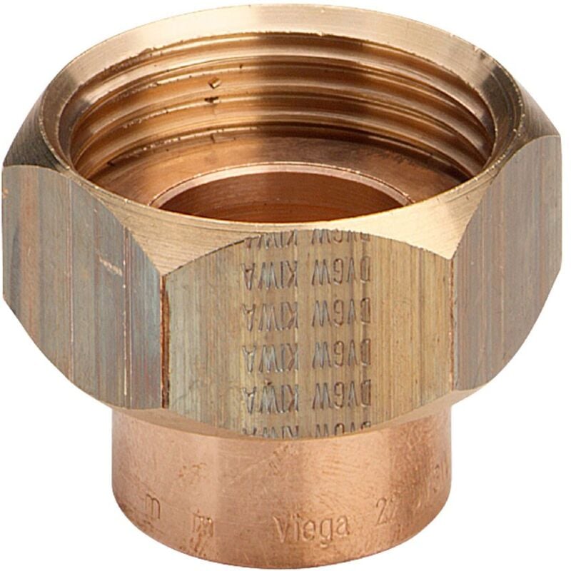foto del prodotto bocchettone ff 22 1 portagomma di bronzo, dado a risvolto di ottone, estremit a saldare femmina, filettatura g, a sede piana 288389