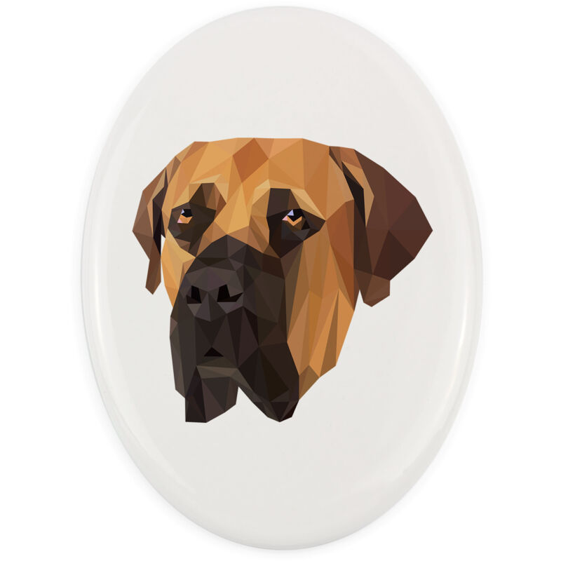 foto del prodotto boerboel, mastino sudafricano una targa con una foto e un iscrizione geometrica di art dog