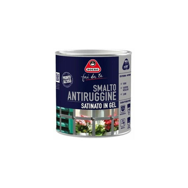 immagine 0 del prodotto boero smalto pittura antiruggine satinato in gel non cola interno esterno 972 formato 0,5 l colori grigio antico