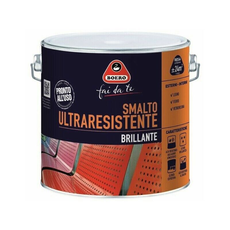 foto del prodotto boero smalto ultraresistente brillante vernice legno ferro salsedine esterno 950 formato 2 l colori bianco