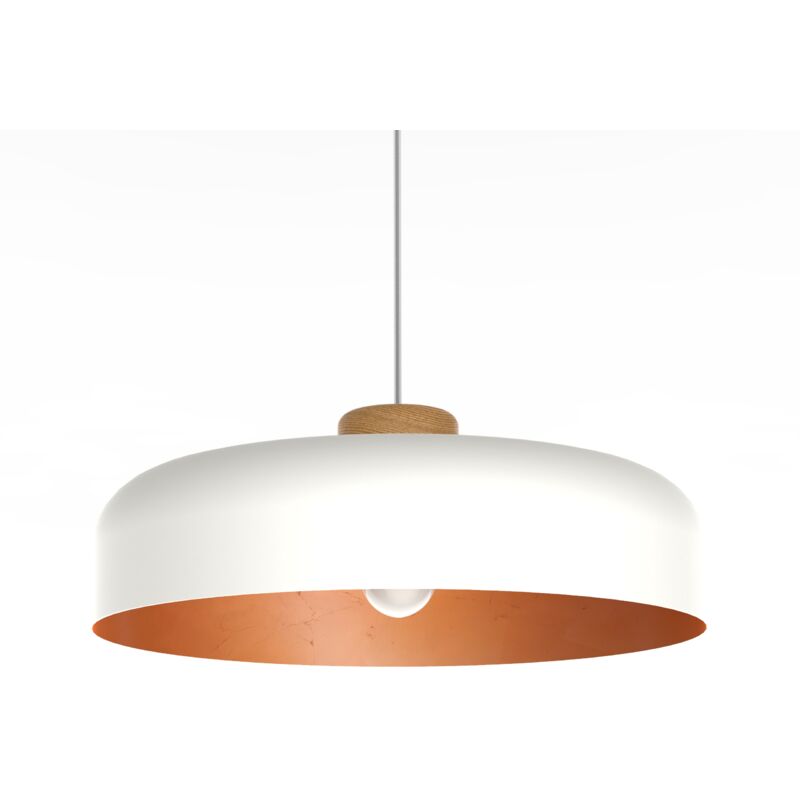 foto del prodotto bois sospensione, 1xe27, max 42w, metallo, bianco foglia rame, d40cm lumicom