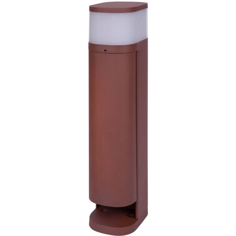 foto del prodotto bold 19479 volo luce da giardino con prese e coperchio colonna di prese da esterno colore ruggine 2x schuko ip44 luce di bitta da esterno 9,5 x