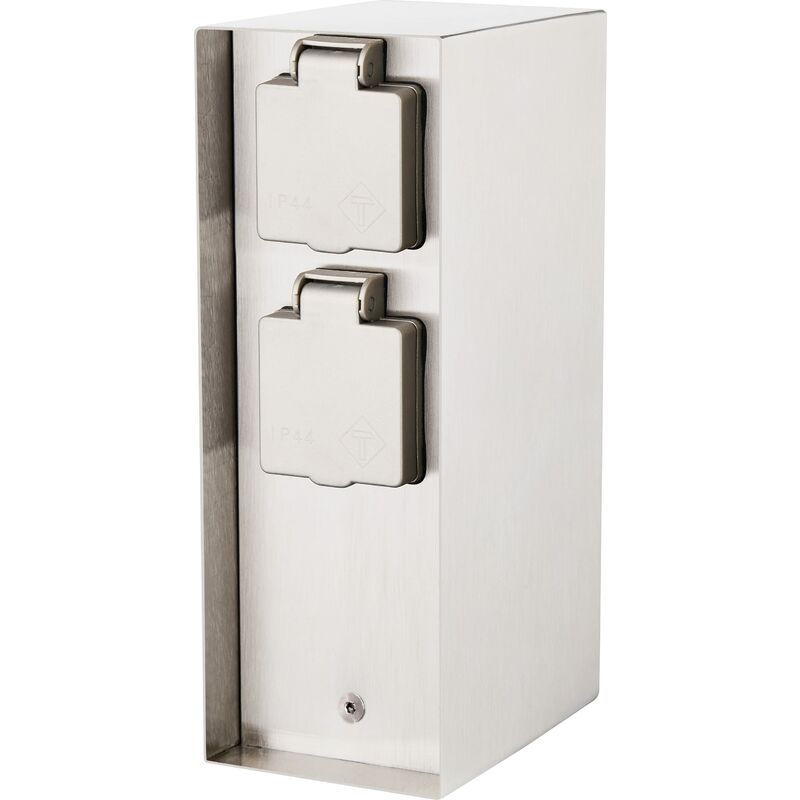 foto del prodotto bold orio presa da giardino da esterno colonna presa con distributore a 4 spine in acciaio inox colonna energetica da esterno ip44 fino a 3680