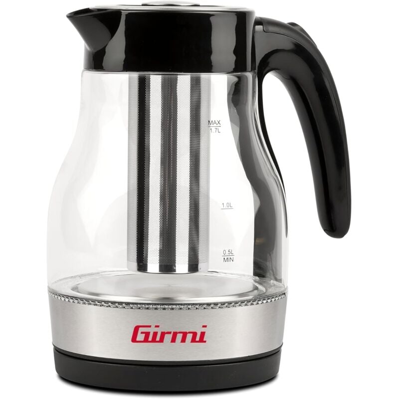 foto del prodotto bollitore e tisaniera elettrico girmi bl51 da 1,7 litri con caraffa in vetro, filtro in inox, rotazione a 360 , interruttore di accensione, potenza