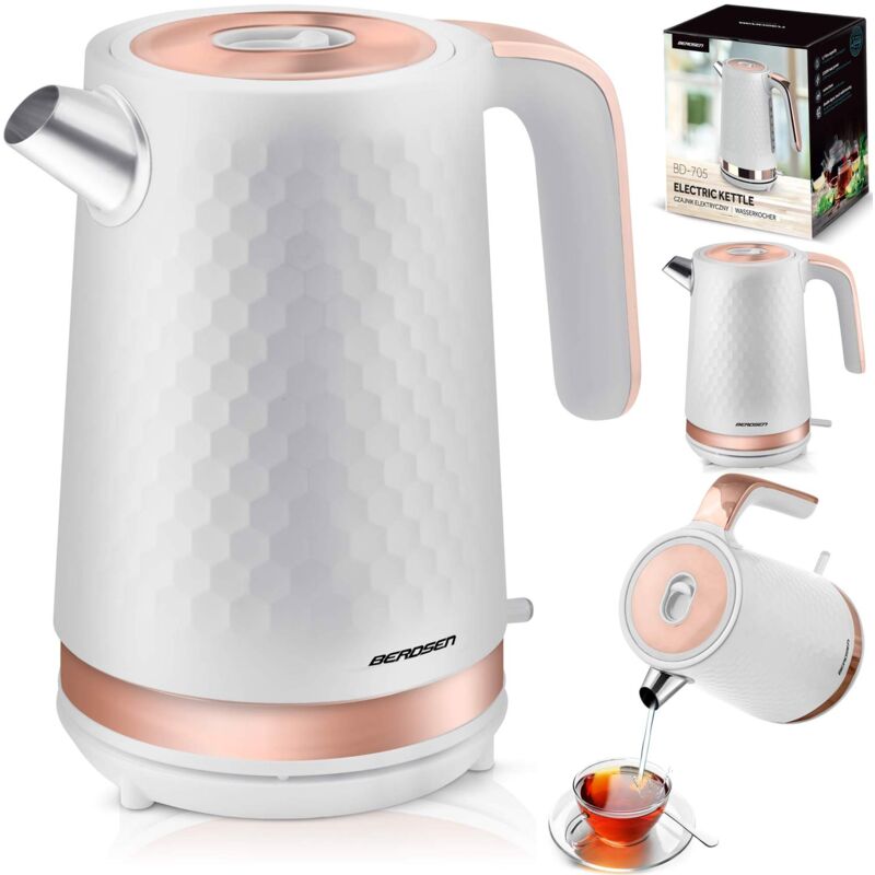 foto del prodotto bollitore elettrico berdsen bd 705 1,7 l, bianco e rame