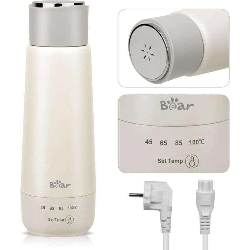 foto del prodotto bollitore elettrico da 300 ml a 4 temperature, controllo portatile con un clic, tazza termica da viaggio tre in uno a riscaldamento rapido, acciaio