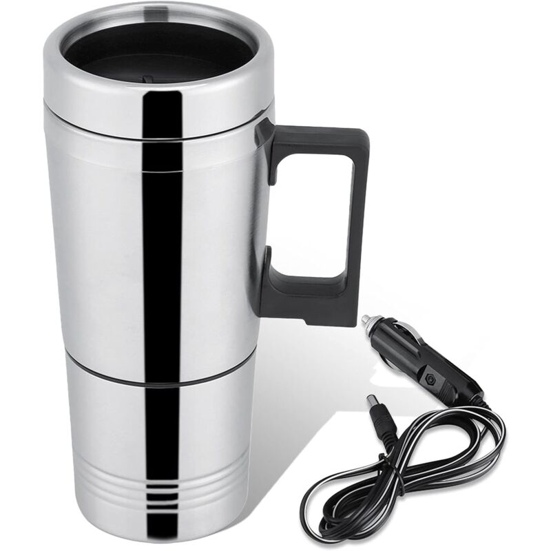 foto del prodotto bollitore elettrico da viaggio per auto da 24 v e 300 ml, tazza elettrica riscaldata per auto in acciaio inossidabile con tazza riscaldante per
