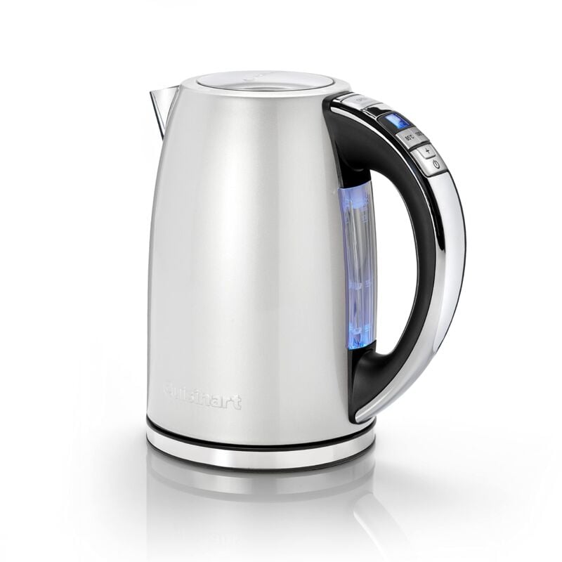foto del prodotto bollitore elettrico multi-temp jug ebollizione rapida senza fili grigio perla, finitura in acciaio inox capacità 1,7l temperatura regolabile filtro