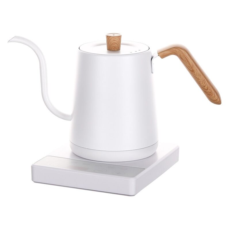 foto del prodotto bollitore elettrico teiera per caff in acciaio inossidabile con venature del legno bianco 800 ml 1200 w