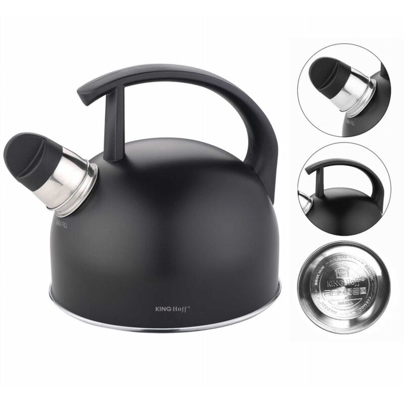 foto del prodotto bollitore in acciaio 1,5l nero opaco kinghoff kh-1897